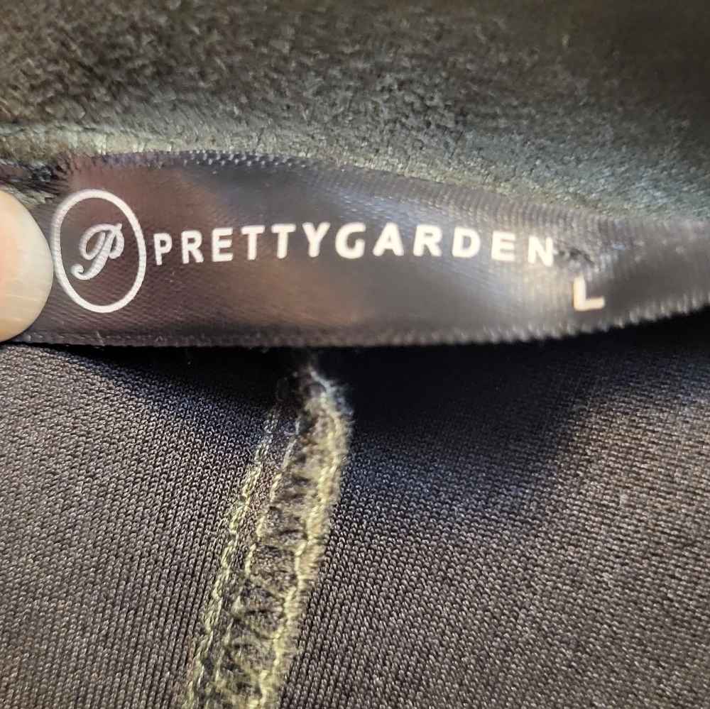 PrettyGarden Olive Green Soft Trench Coat with Belt and Notched Lapels - Size L - Picture 6 of 8